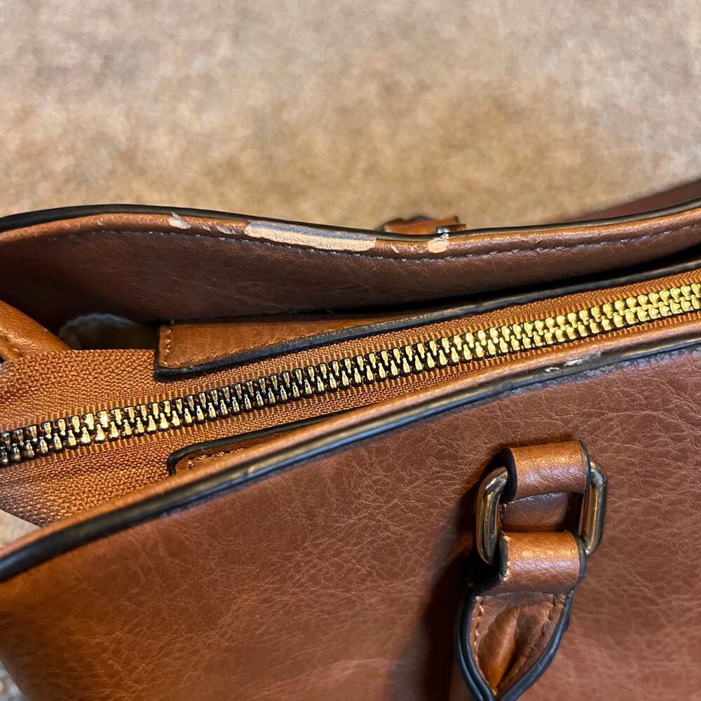 Mathew & Julian Brown Handbag. Outside and Inside Zip Pockets. 2 Flaws as shown - Picture 8 of 9